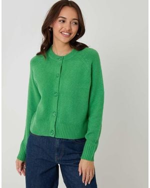 Threadbare Button Up Knitted Cardigan - Green