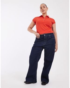 ONLY Jean large taille haute juicy foncé délavé - Bleu