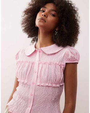Collusion Textured Fitted Shirt - Pink