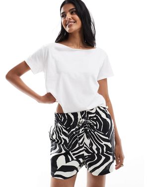ASOS Linen Look Pull On Shorts Co-ord - White