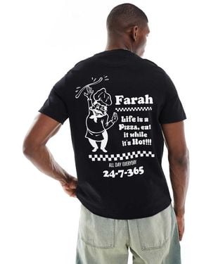 Farah Camiseta Negra Con Estampado Gráfico En La Espalda Powis De - Negro