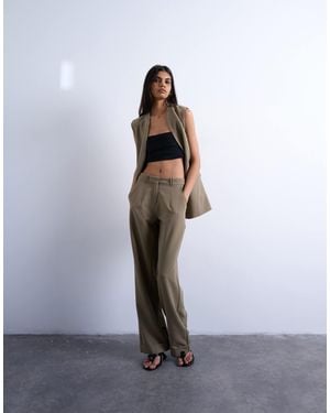 TOPSHOP Twill Straight Leg Pants - Gray
