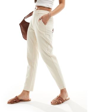 Object Pantalones De Sastre Color Crema De Corte Capri Slim De -Beis Neutro - Blanco