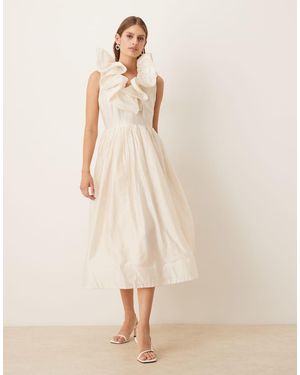 True Decadence Ruffle Midi Dress - Natural