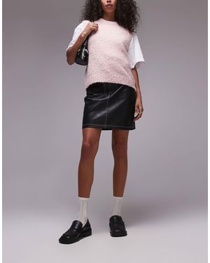 TOPSHOP Faux Leather Mini Skirt - Black
