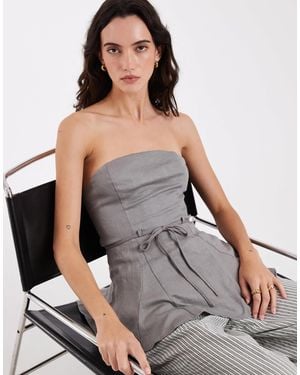 laagam Lucy Bandeau Tie Front Top - Grey