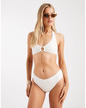 Lindex Broderie Ruched Side Bikini Bottom - White