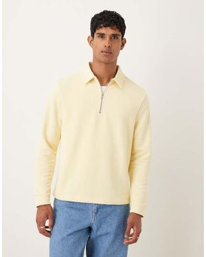 ASOS Standard Fit 1/4 Zip Sweatshirt - Natural