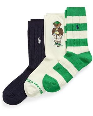 Polo Ralph Lauren 3 Pack Bear Socks Gift Box - Green