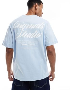 Jack & Jones Oversize T-Shirt With Script Back Print - Blue
