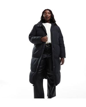 Threadbare Plus Maxi Puffer Coat With Hood - Black