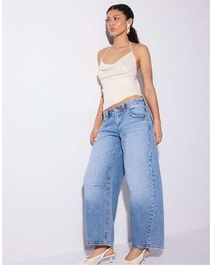 Stradivarius Sequin Halter Top - Blue