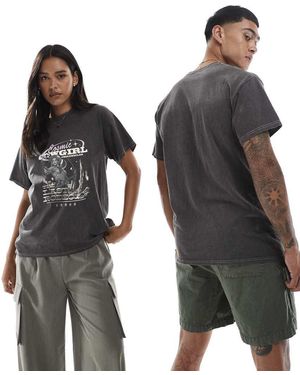 PRNT Cosmic Cowgirl Front Print Washed T-Shirt - Black