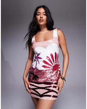 River Island Sequin Embellished Mini Dress - Pink