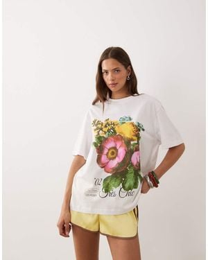 ASOS Oversized T-shirt With Vintage Floral Graphic - White