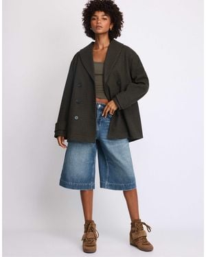 Stradivarius Mantel aus filz mit schalkragen - Blau