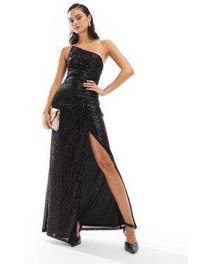 TFNC London Sequin One Shoulder Maxi Dress - Black