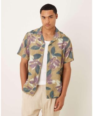 Mango Overhemd Met Korte Mouwen En Bloemenprint - Bruin