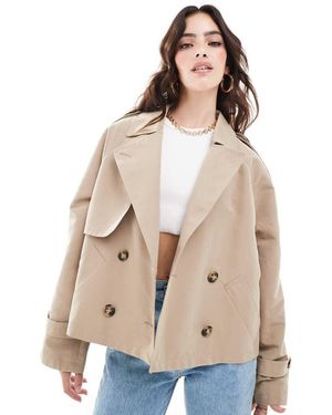 Vero Moda Gabardina Corta De Corte Cuadrado De - Neutro