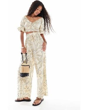 Wednesday's Girl – hose mit großem blumenmuster und weitem bein - Natur
