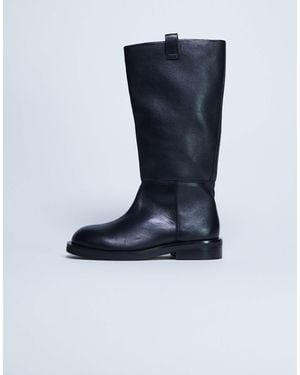 TOPSHOP Rory Real Leather Riding Boots - Blue