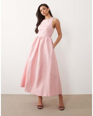 Forever New Linen Cross Back Midi Dress - Pink
