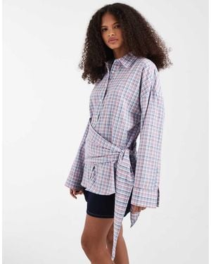 ASOS Tie Waist Shirt With Scarf Detail - Purple