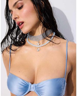 Stradivarius Set Of 2 Sea Charm Necklaces - Blue