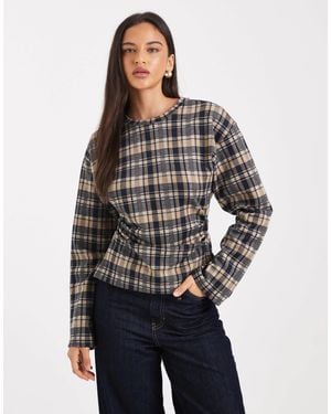 ASOS Long Sleeve Top With Corset Waist Detail - Blue