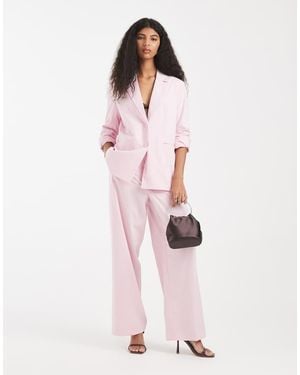 Pieces Tailored High Waist Wide Leg Trousers - Pink