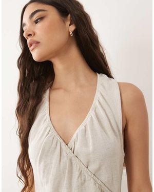 ASOS Linen Blend Halter Wrap Mini Dress - Natural