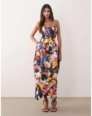 ARRANGE Structured Volume Bandeau Midi Dress - Pink