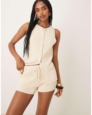 ASOS Co-ord Clean Knitted Micro Shorts - Natural