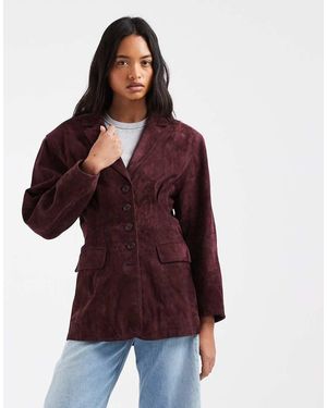 Urbancode Oversized Suède Blazerjack Met Verlaagde Schouders - Rood