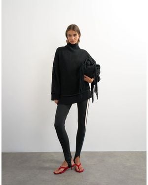 TOPSHOP Pull oversize en maille à col roulé avec détail - Noir