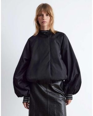 & Other Stories Zip Front Bomber Jacket With Volume Sleeves - Blue