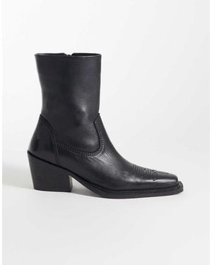 ASOS Ace Premium Western Ankle Boot - Black
