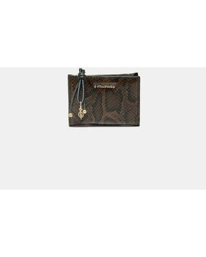 Stradivarius Snakeskin Print Card Holder Purse - White