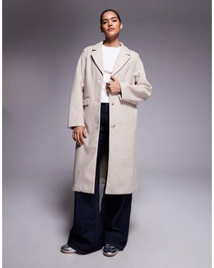 River Island – angerauter, langer mantel - Natur