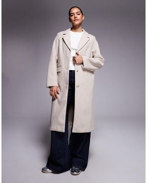 River Island Brushed Longline Coat - Natural