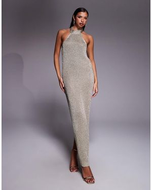 JLUXLABEL – echo of light – neckholder-maxikleid - Grau