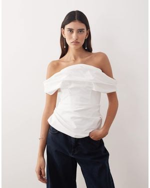 ARRANGE Off The Shoulder Poplin Top - White