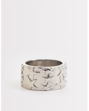 Reclaimed (vintage) Unisex Wide Profile Star Ring - White