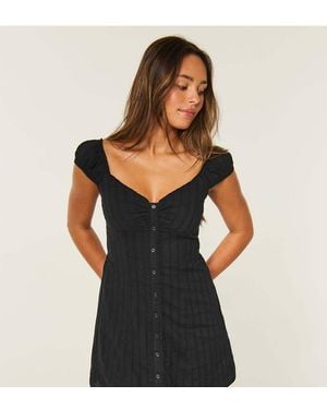 Hollister Tall Cap Sleeve Button Mini Dress - Black