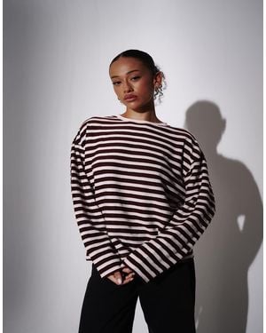 South Beach Textured Stripe Long Sleeve T-Shirt - Grey