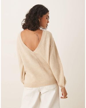 ASOS Pull en maille avec dos ouvert - beige miel - Neutre