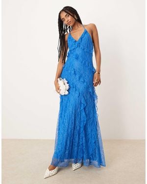 Forever New Lace Ruffle Maxi Dress - Blue