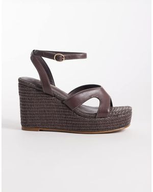 London Rebel Yara Wedge Heeled Sandals - Brown