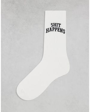 ASOS Socks With Shit Happens Artwork - White