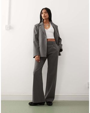 Weekday Co-ord Mid Waist Slouchy Trousers With Front Pleats - Grey
